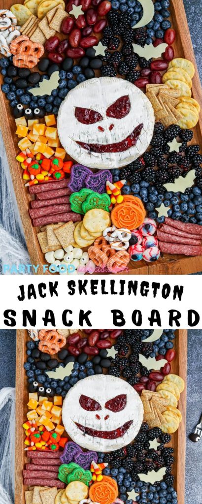 halloween snack board pinnable image with title text