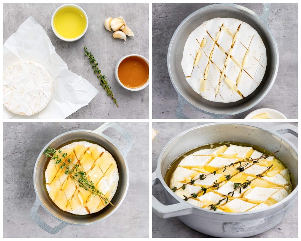 baked brie process photo collage