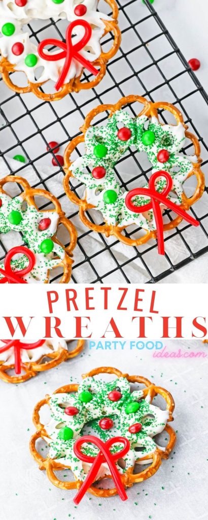 pretzel wreaths pinnable image with title text