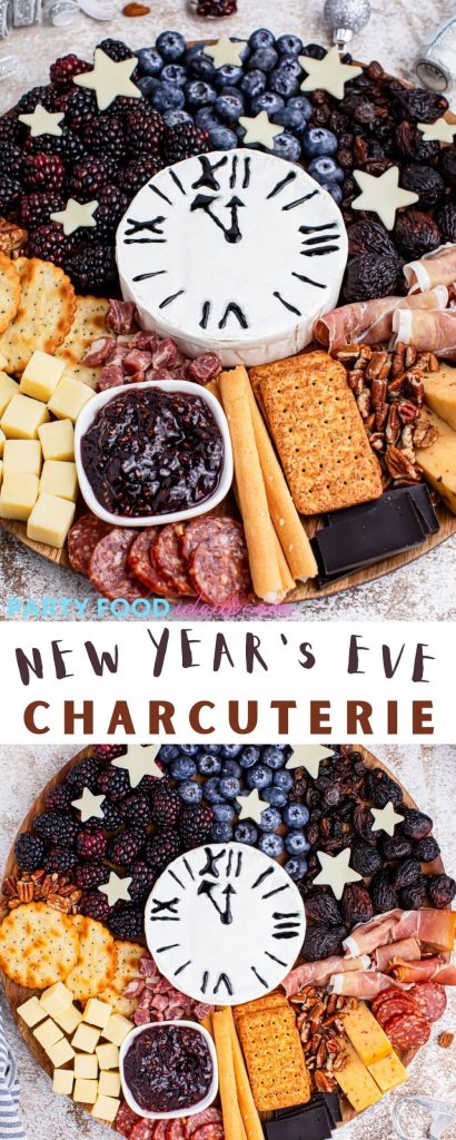 New Year's Eve charcuterie board pinnable image